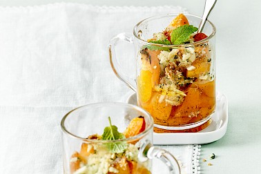 Cocktail de fruits à la mousse de raisin