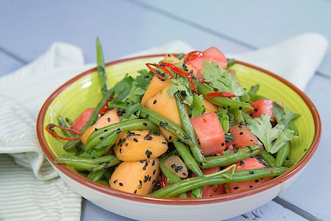 Haricots verts au melon et à la pastèque
